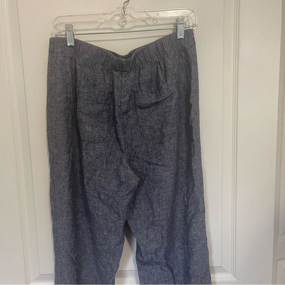 Chicos Linen Blend Pull On Elastic Waist Pants Back Pockets Gray Size .5 Medium - Picture 12 of 15